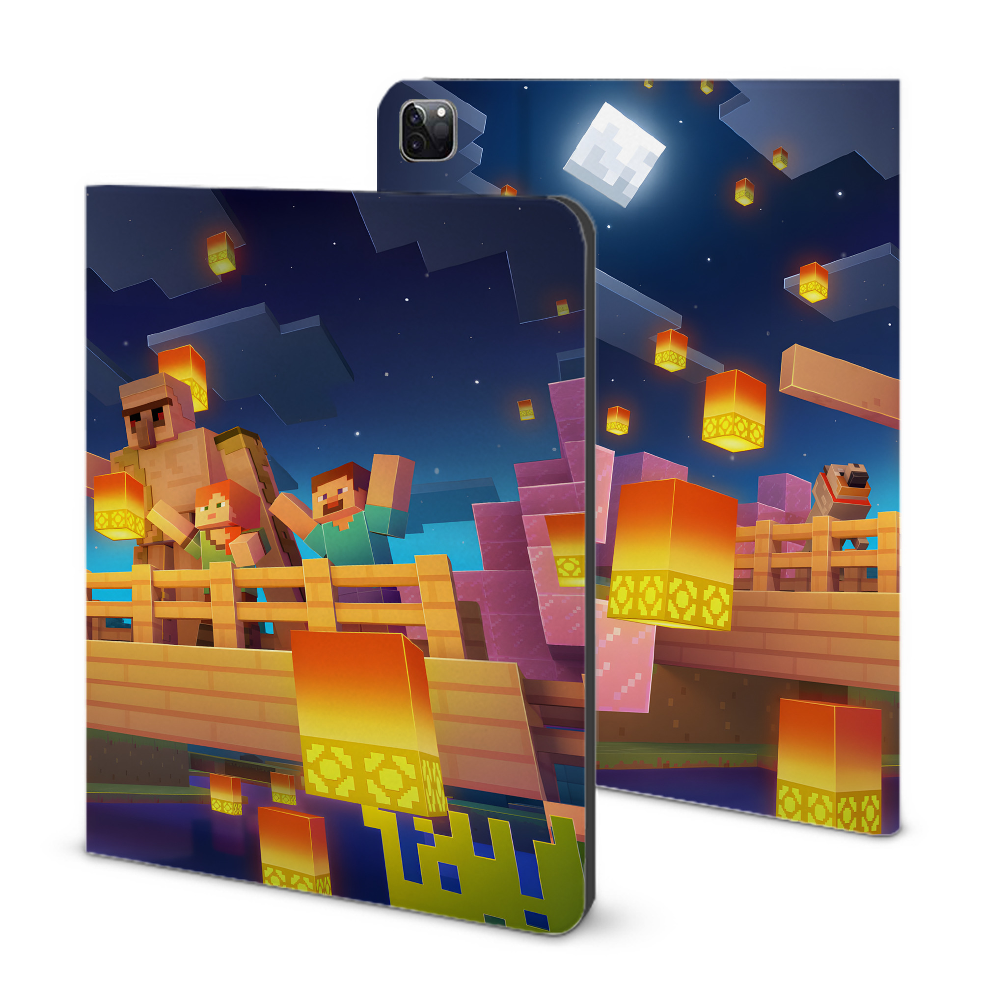 （画像用） マインクラフト ブロックの世界 Minecraft MC Block world IPad ケース ブック型 PUレザー TPU 耐衝撃 軽量 薄型 ペン収納なし 全面保護 IPad 各モデル対応